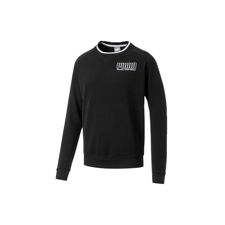 Puma Casual Sports Breathable Letter Print Crew Neck Sweatshirt Men Tops Black 844126-01