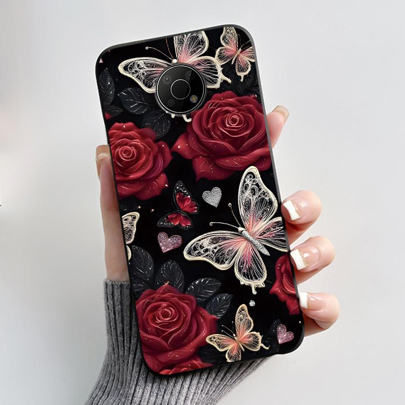 Для Nokia G300 TA-1374 Чехол Роскошная Мода Бабочки Цветы Черный Мягкий Силиконовый Чехол Для Nokia G300 G 300 NokiaG300 Чехол для Телефона