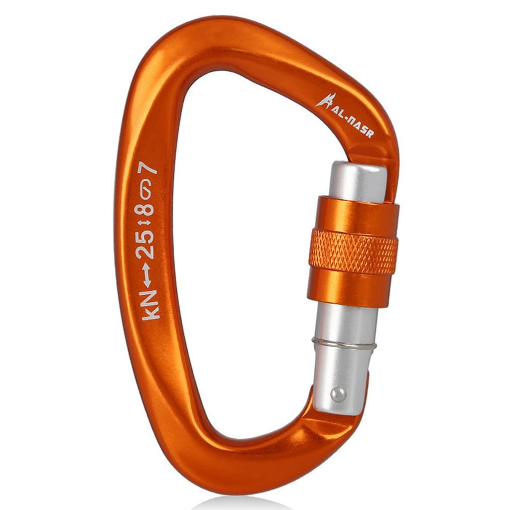 25KN Professional Climbing Carabiner Screw Locking Gate Carabiner Heavy Duty D-shape Climbing