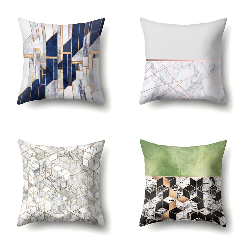 Ins Marble Polyester Pillowcase Car Decoration Home Printed Car Waist Cushion Pillowcase Pillowcase Car Decoration