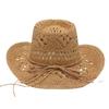 Rolled Beach Hat Western Cowboy Hat Hollow Sun Hat Straw Hat Ins Wind Jazz Hat Men and Women