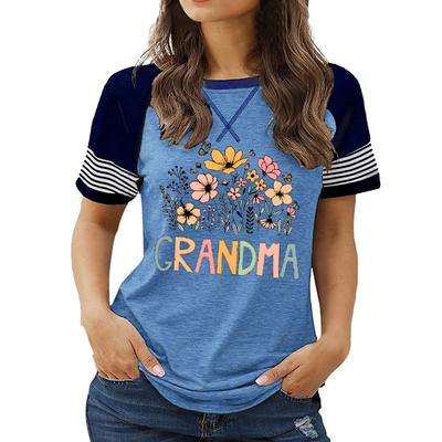 Последние новинки женской моды больших размеров: Топ с круглым вырезом и короткими рукавами с цветочным принтом на лето