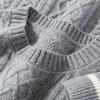 Antonio Men's 450G Heavyweight 3D Cable Knit Cashmere Round Neck Sweater