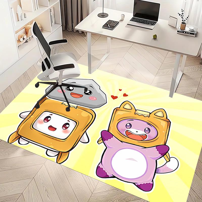 1pc Lankybox Foxy and Rocky1 Print Area Rug - Soft, Washable Non-Slip Indoor Mat, Living Room, Home Office Decorative Rug,Office Decorative