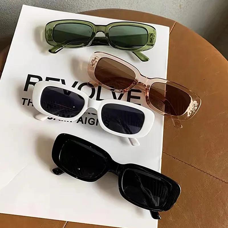 2pcs Fashion Sunglasses Classic Retro Square Women Brand Vintage Travel Small Rectangle Sun Glasses Female Eyewear Anti-Glare
