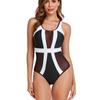 2024 New Black and White One-piece Swimsuit Women's Sexy Patchwork Swimsuit Beach Backless Sports One-piece Swimsuit