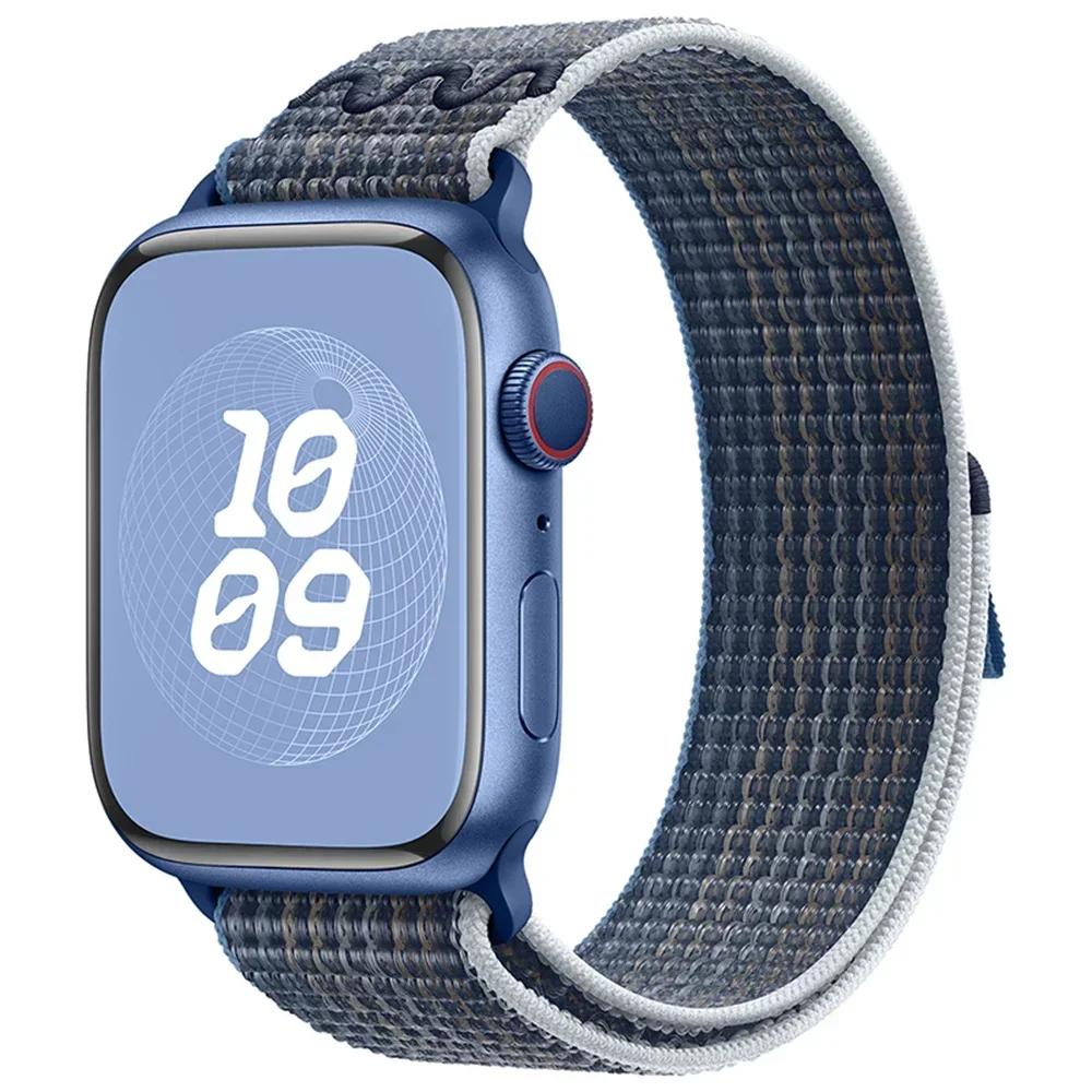 Нейлоновый спортивный ремешок-петля для Apple Watch Band Ultra 2 49мм 46мм 45мм 44мм 41мм 42мм 40мм Браслет iWatch 10 9 8 7 6 5 SE Ремешок для часов