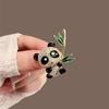National Style Cute Panda Brooch Fashion Versatile Diamond-Encrusted Animal Bamboo Brooch Jacket Pin Accessories