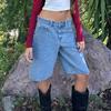Женские джинсовые шорты длиной до колена с карманами, мешковатые джинсовые шорты-бермуды со средней посадкой, прямые джинсы, короткие брюки