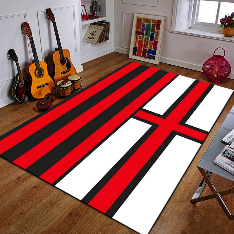 Red and Black Striped Geometric Design Patterned carpet a non slip rug suitable for all seasons and any setting, gift