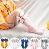 Solid Color Lovely Bowknot Baby Kids Girls Soft Breathable Cotton Long Socks
