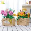 Flower Rose Sunflower Potted Mini Building Blocks 3D Bouquet Model MOC Micro Bricks Children Construction Toys Friend