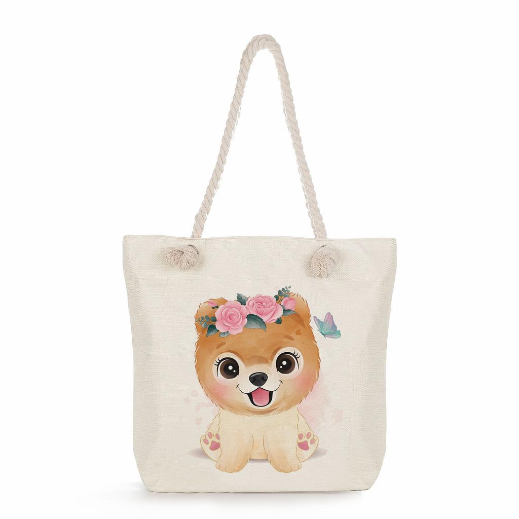 Animal print thick rope single-shoulder beach bag 7286 CLE