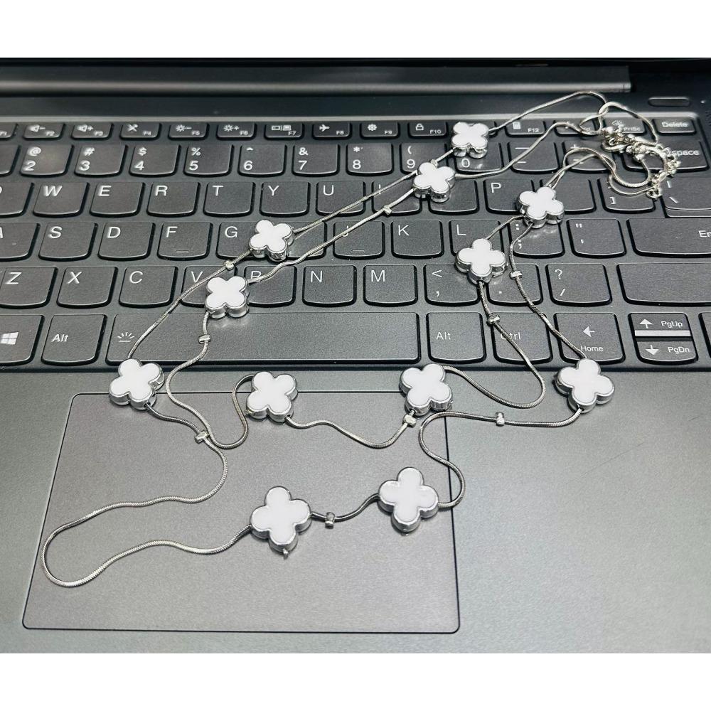 Двойное ожерелье с четырехлистным клевером, многослойная длинная женская цепочка для свитера, новые аксессуары для одежды осень-зима