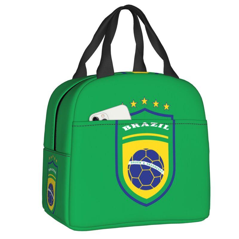 Brazil Flag Resuable Lunch Boxes Women Waterproof Cooler Thermal Food Insulated Lunch Bag School Children Student