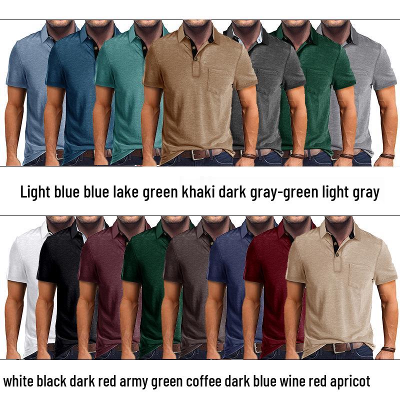 Мужская футболка-поло с коротким рукавом на лето 2024 года с отложным воротником
