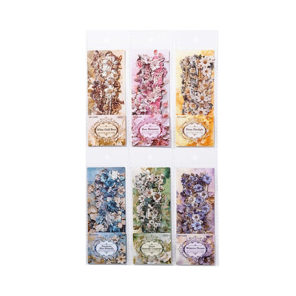 20PCS New Paper Long Floral Stickers Colored DIY Scrapbooking Collage Stationery Decor Journal Frame Sticker Scrapbooking