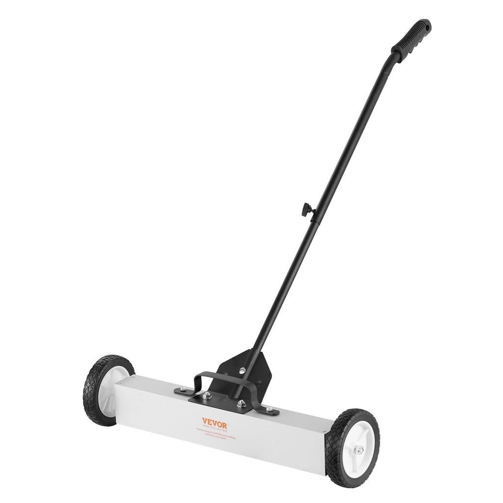 50Lbs Rolling Magnetic Sweeper with Wheels, Push-Type Magnetic Pick Up Sweeper, 24-inch Large Magnet Pickup Lawn Sweeper with Telescoping Handle, Easy