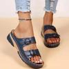 2025Women Closed Toe Summer Shoes New Comfort Double Buckle Wedge Ladies Sandals Plus Size Platform Casual Slippers Women