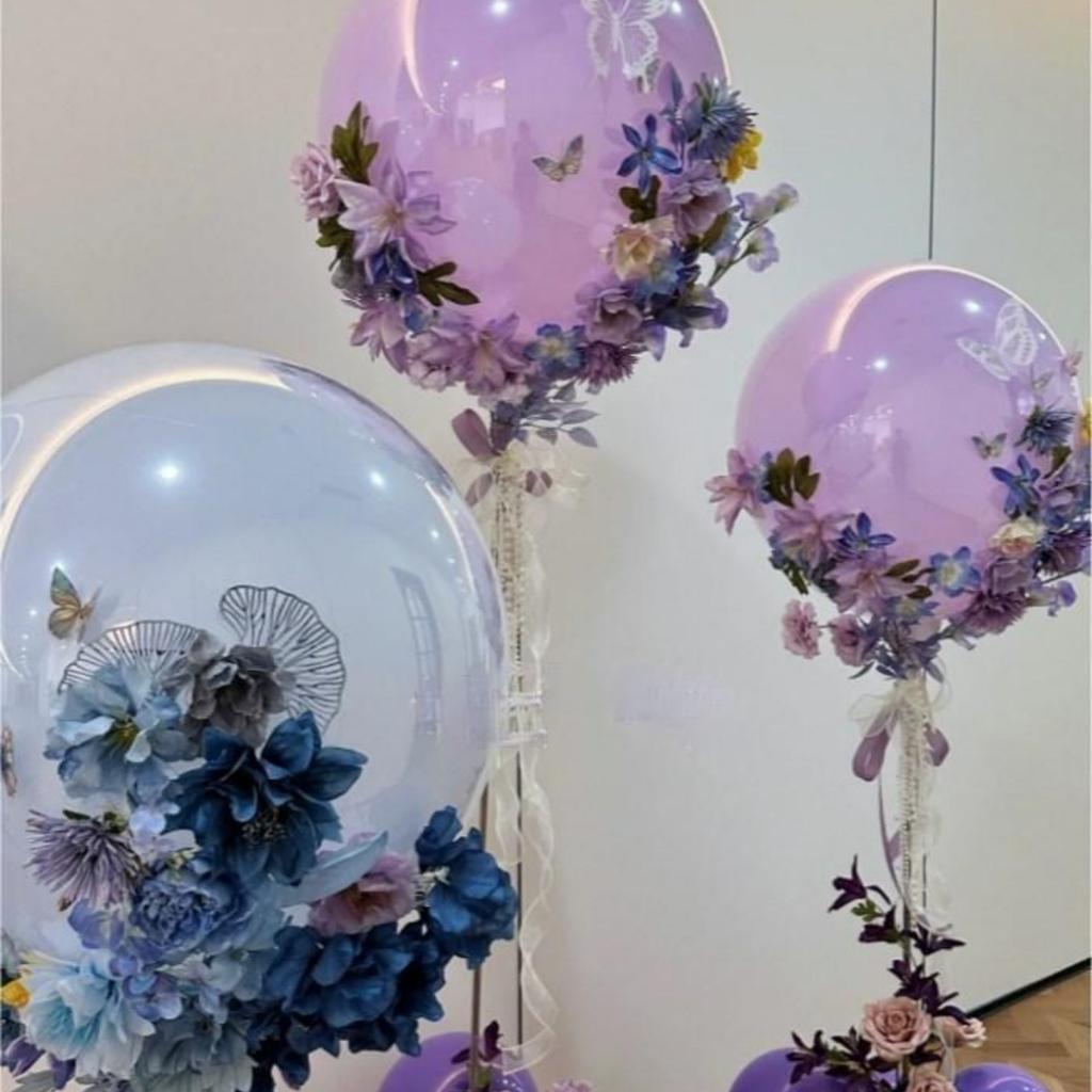 Purple Flower Butterfly Balloon Transparent Bobo Ball DIY Wedding Decoration Birthday Anniversary Holiday Decor Party Supplies