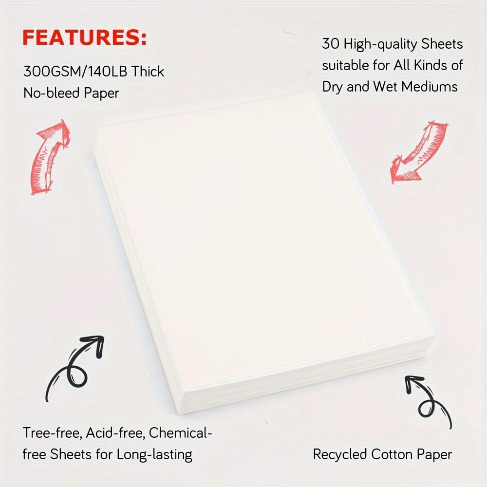 50 листов акварельной бумаги оптом. При весе 140 фунтов/300 г/м2 каждый лист имеет размеры 10x15 дюймов.