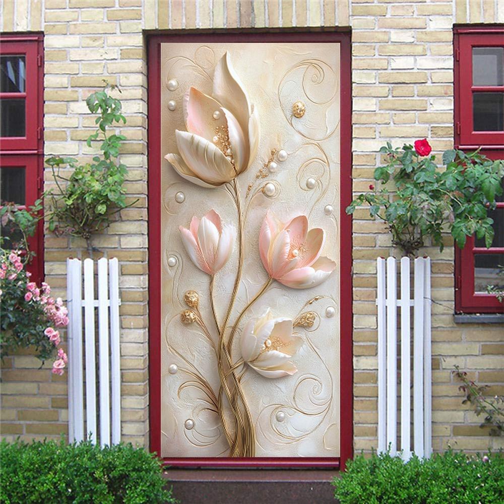 Современный тисненый цветочный ювелирный постер наклейка на дверь, абстрактное искусство наклейка на дверь, ПВХ самоклеящаяся съемная наклейка на дверь.