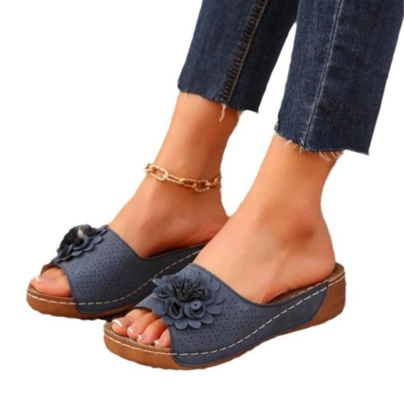 Летние женские сандалии туфли женская обувь для вечеринок женская обувь без застежек женская обувь на танкетке дышащая обувь женская тапочки