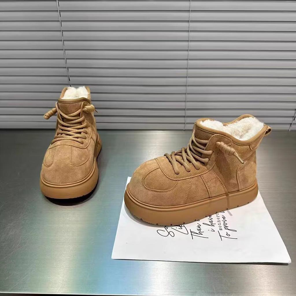 Женские меховые зимние ботинки на платформе с плоскими носками, замшевые плюшевые хлопковые туфли, повседневные кроссовки, зима 2025, тренд, теплые, удобные, спортивные ботинки Mujer