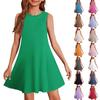 Летнее платье для девочек без рукавов с принтом в цвете, повседневное платье