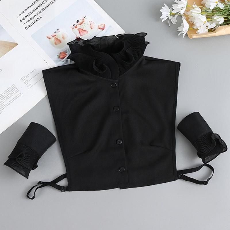 Ruffle Stand Fake Collar + Fake Cuffs Decoration Womens Blouse Detachable Shirt Collar Sweater False Collars Top Accessories