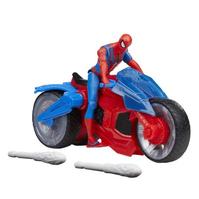 Hasbro Marvel Web Blast игровой набор размером 4 дюйма с 2 снарядами для детей от 4 лет F6899 Подлинный продукт Мотоцикл Человека-паука, (10 см) фигура, транспортное средство,
