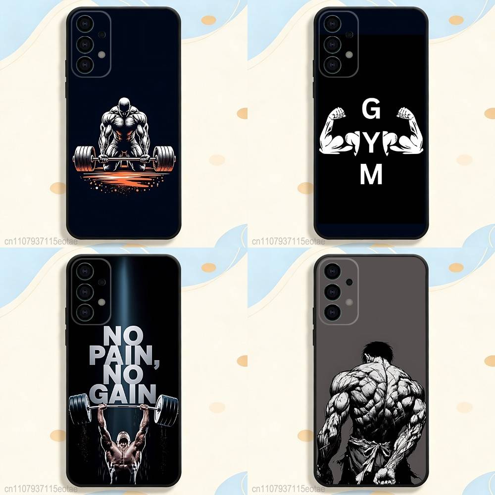 Bodybuilding muscle training barbell Case for Samsung S series s21 s22 s23 s24 s25 FE Plus Ultra TPU Soft to Skin-friendly case