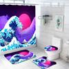 Набор цифровой печати: шторка для душа и коврик для ванной (3 штуки/4 штуки) | Водонепроницаемая и Защищенная от Запотевания, Занавеска для Перегородки в Ванной