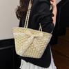 Pastoral Woven Bag Women's 2025 New Summer Seaside Vacation Beach Bag Shoulder Bag Vegetable Basket Straw Bag