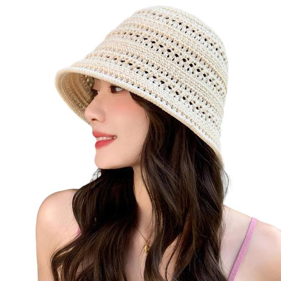 Женская шляпа рыбака с ажурным дизайном, солнцезащитная шляпа с широкими полями, однотонная, V-образная защитная летняя пляжная шляпа