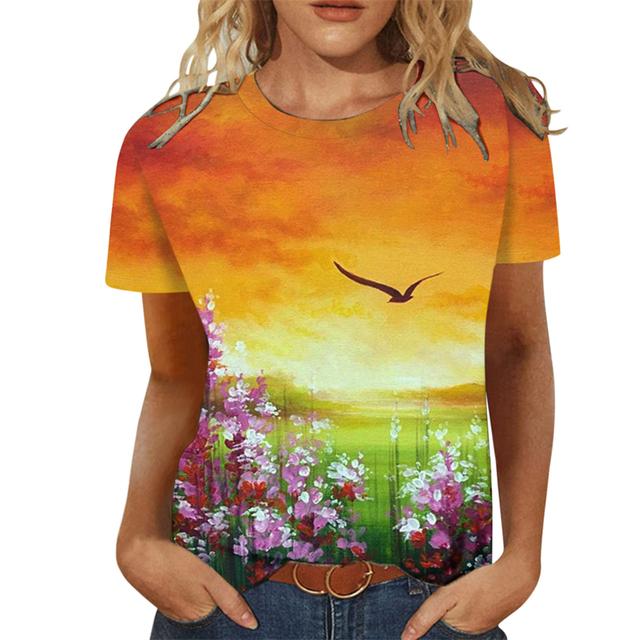 Sunflower Women's T-shirt O-neck Short Sleeve Printing Female Clothes Fashion Street T Shirt Girls Summer Casual Top Tees