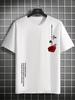Simple Rose Letter Pattern Print, Casual, Fashionable, Loose Short-sleeved, 100% Cotton T-shirt for Men