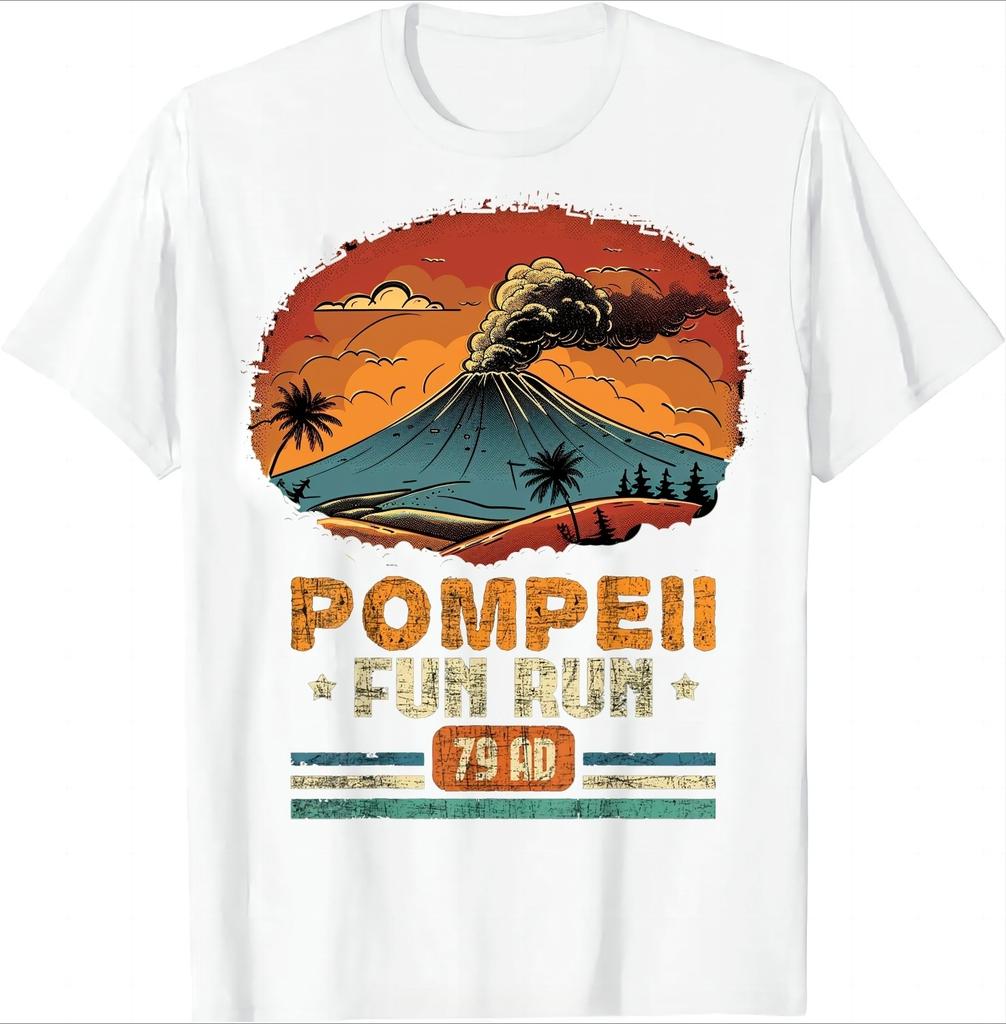 Pompeii Fun Run Geography Volcanologist Volcanology TShirt ONeck Oversized Unisex Tshirt Mens Clothing Fitness Tshirt