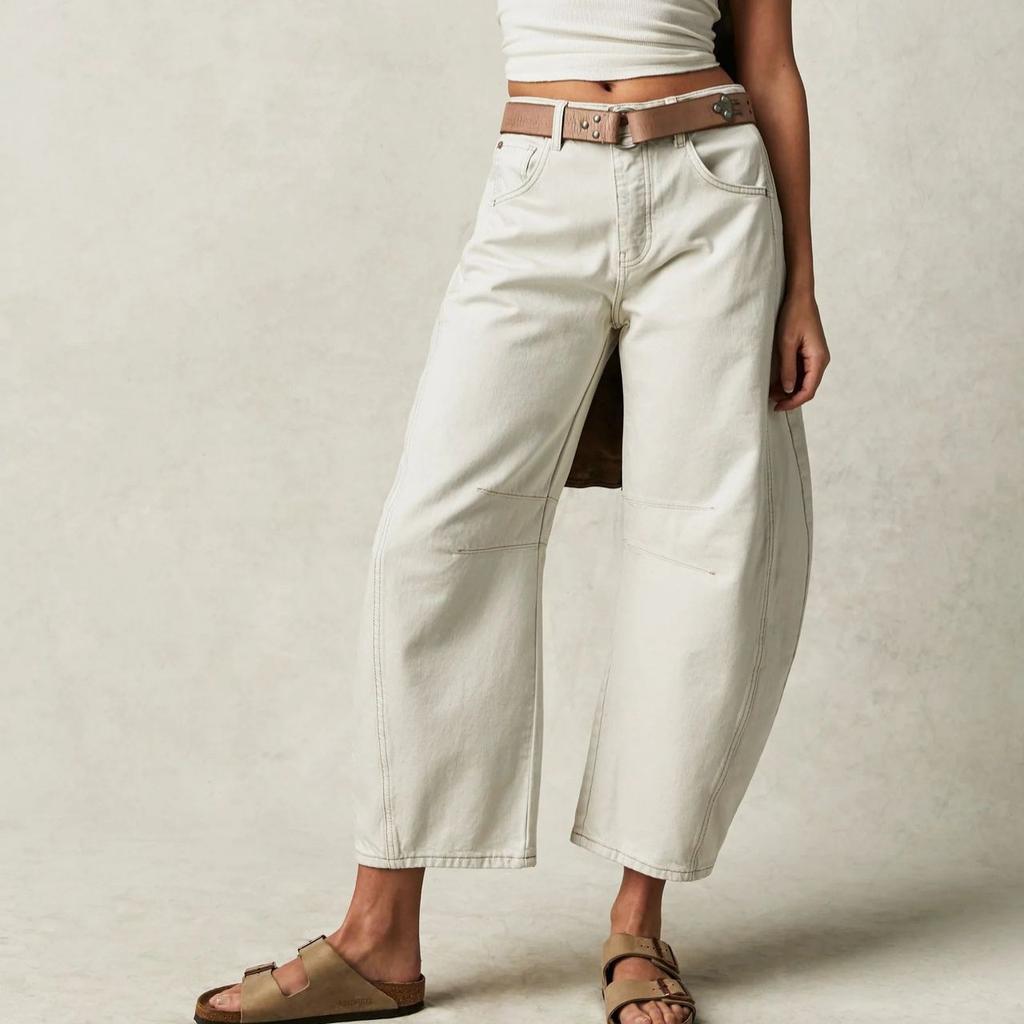 IHUASU Весенние повседневные свободные джинсы-трубы со средней талией для женщин