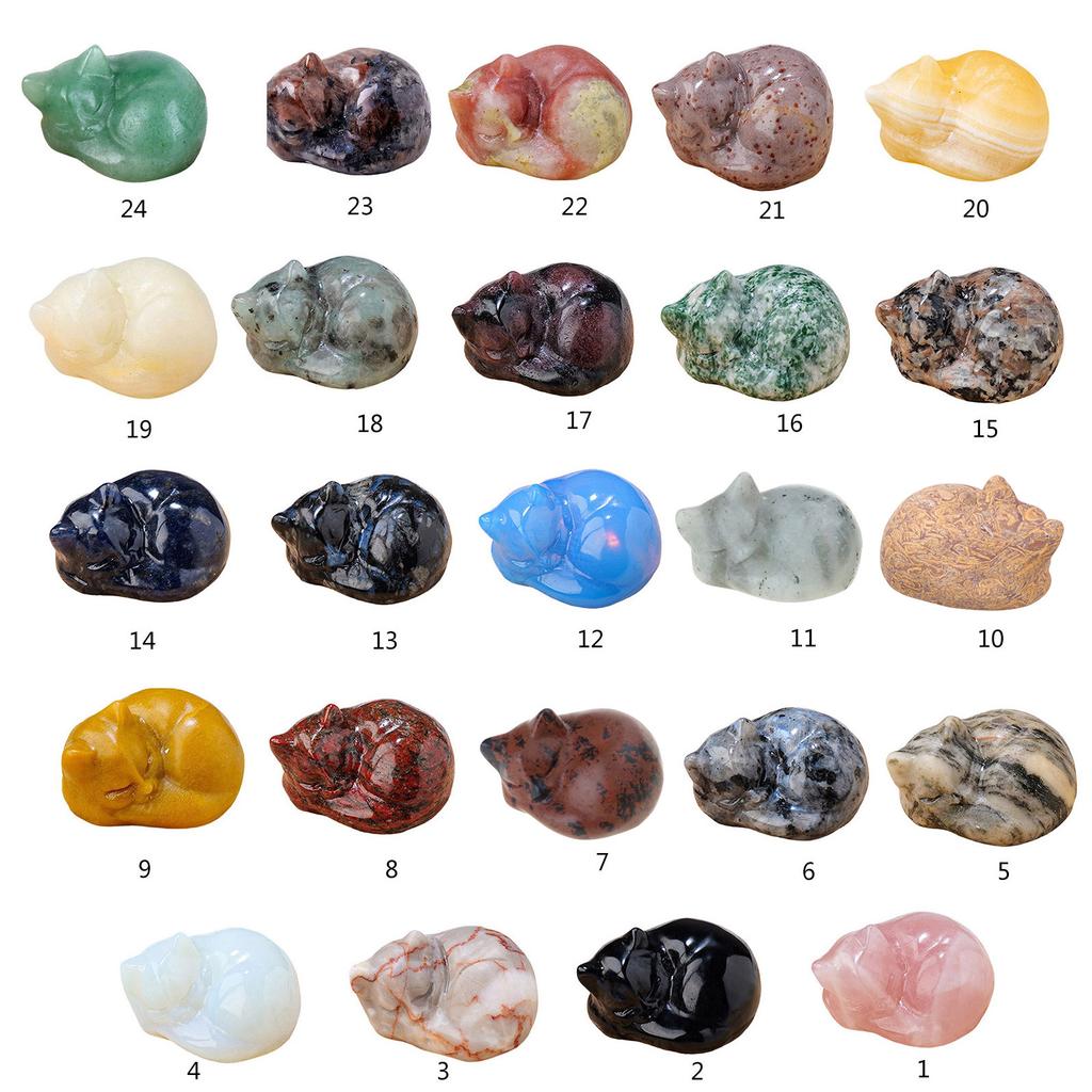 Натуральный кристалл спящая кошка резьба кристаллы спящая кошка статуэтка ручная работа каменное искусство фигурка для домашнего декора подарок