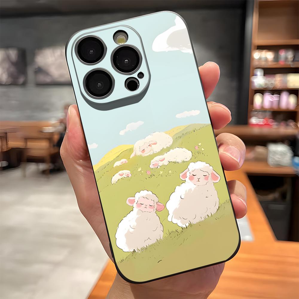 Мультяшный милый чехол для телефона с овечкой для iPhone 17 Pro Max 15 Pro 16 14 Plus 12 13 Mini 11 Pro Ударопрочный мягкий чехол