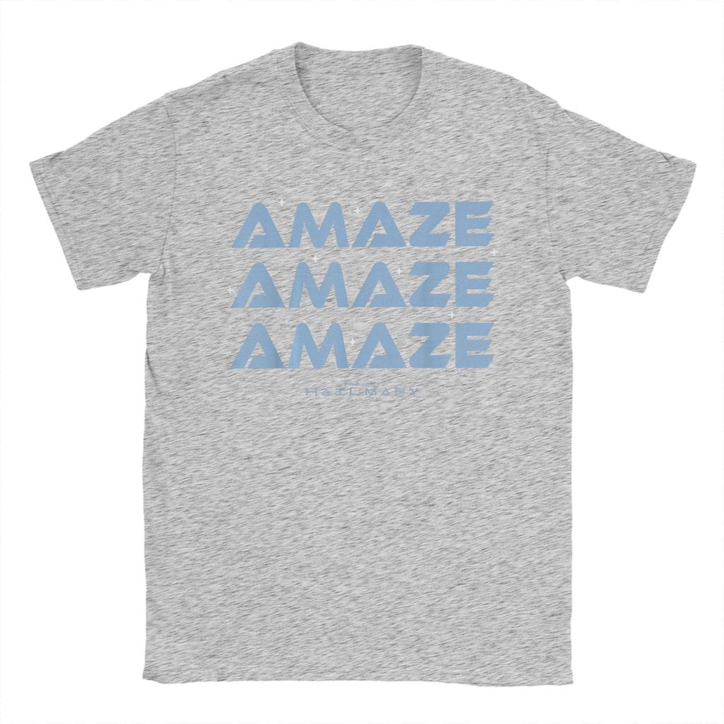 Mens TShirt Project Hail Mary Amaze Amaze Amaze Humorous Pure Cotton Tee Shirt Short Sleeve T Shirts Crew Neck Tops Printed