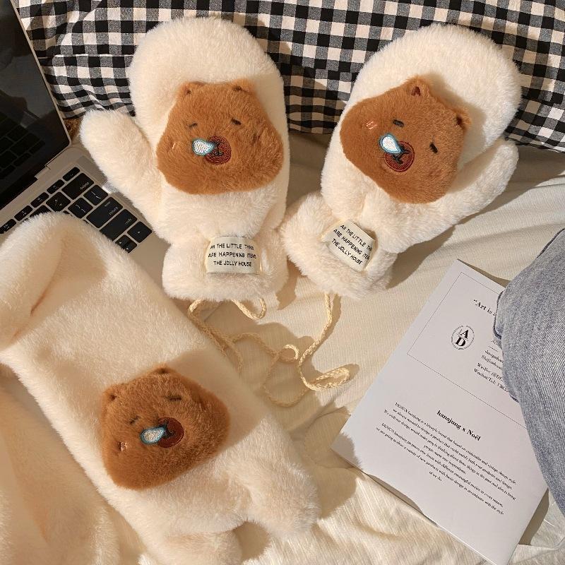 Высококачественные женские перчатки с леопардовым принтом для зимы, плюшевые перчатки для студентов, чтобы согреться и для езды на велосипеде, теплые плюшевые утолщенные перчатки