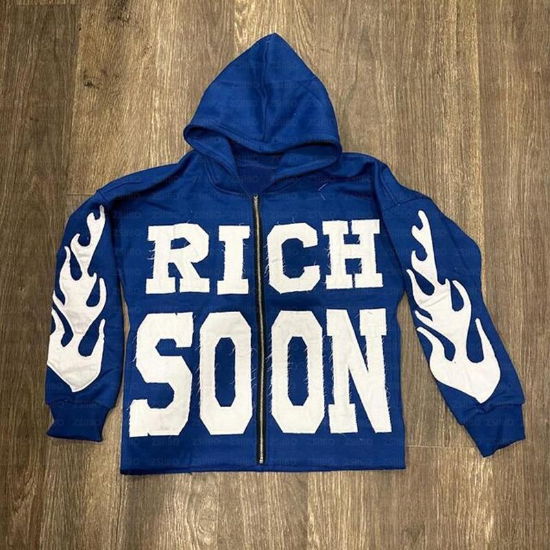 New European and American letter 3d printed zipper cardigan casual personality trend high street hip hop style men's and women's sweater