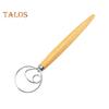 Danish Dough Whisk with Oak Handle Stainless Steel Flour Mixer Eggs Cream Mixing Rods Flour Cake Stirrer Kitchen Baking