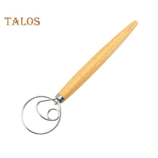 Danish Dough Whisk with Oak Handle Stainless Steel Flour Mixer Eggs Cream Mixing Rods Flour Cake Stirrer Kitchen Baking