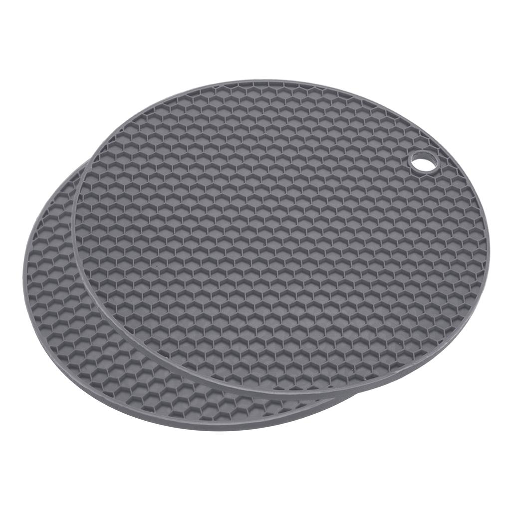 2pcs Uxcell Dish Drying Mat Set Round Silicone Reusable Drain Pad Heat Resistant Suitable for Kitchen Counter Fridge Drawer