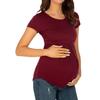 Pregnant Woman Tops Solid Color Round Neck Short Sleeve Tee Shirt Breathable Casual T-shirt Versatile Pregnancy Tops