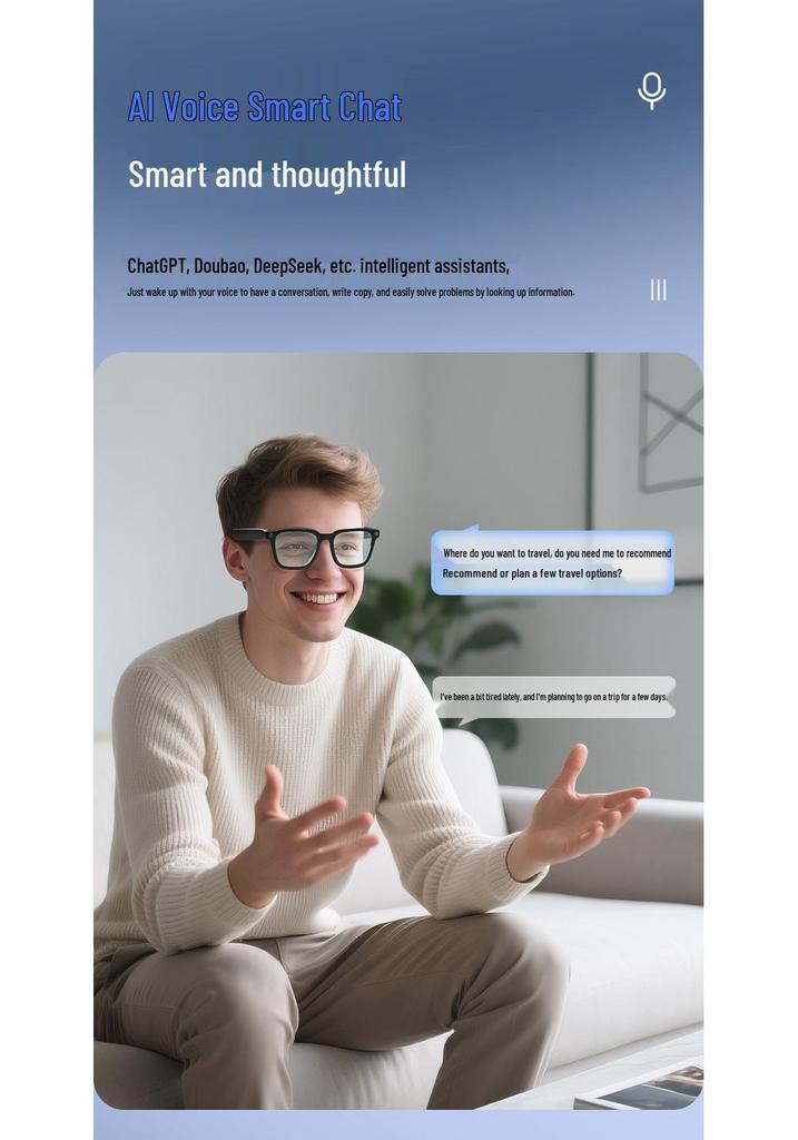 HD 800W AI Smart Glasses: Photo Recognition, Video Recording, Image Stabilization, Translation.