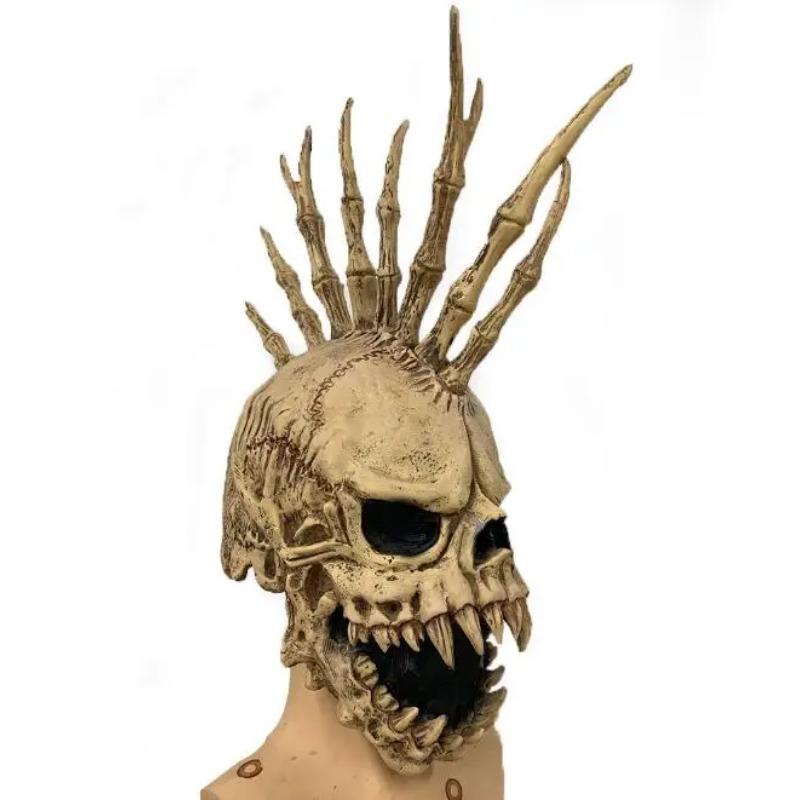 Skeleton Mask Halloween Props Skull Punk Mask Latex Full Head Mask Punk Skull Horror Mask Halloween Decoration